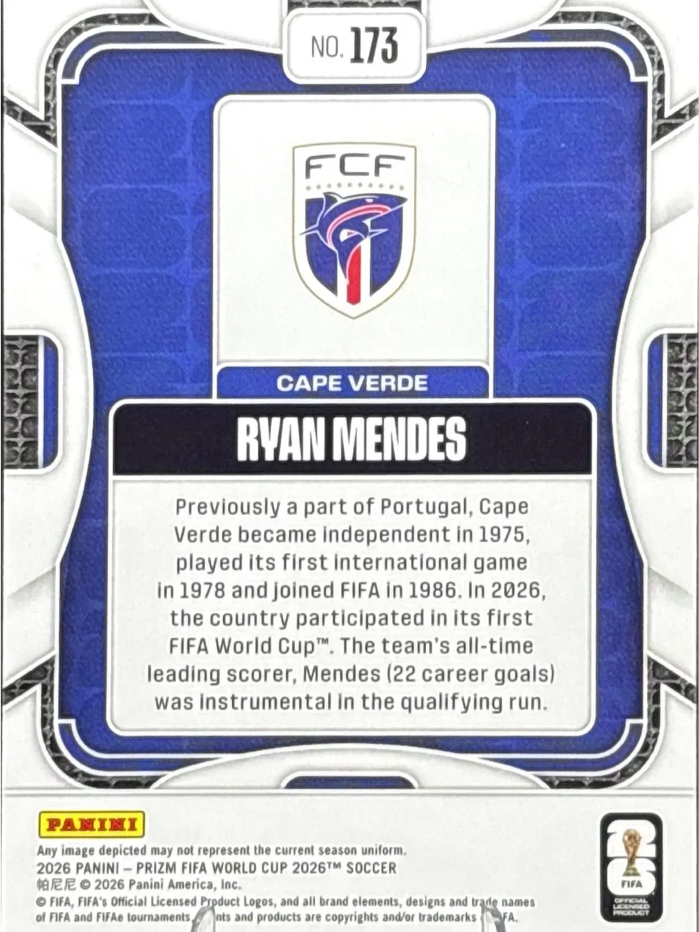 Panini Prizm Ryan Mendes Rookie Soccer Card